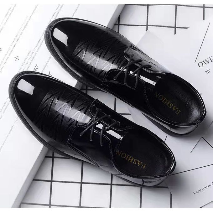 Business Dress Shoes For Young Men England Black Round Head Leisure Shoes