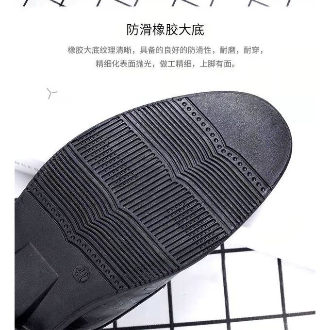 Business Dress Shoes For Young Men England Black Round Head Leisure Shoes