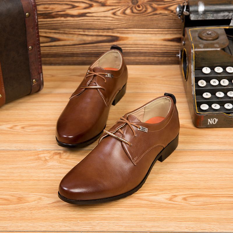 Men's Business Formal Shoes Ltalian Calfskin Oxford Shoes - Brown