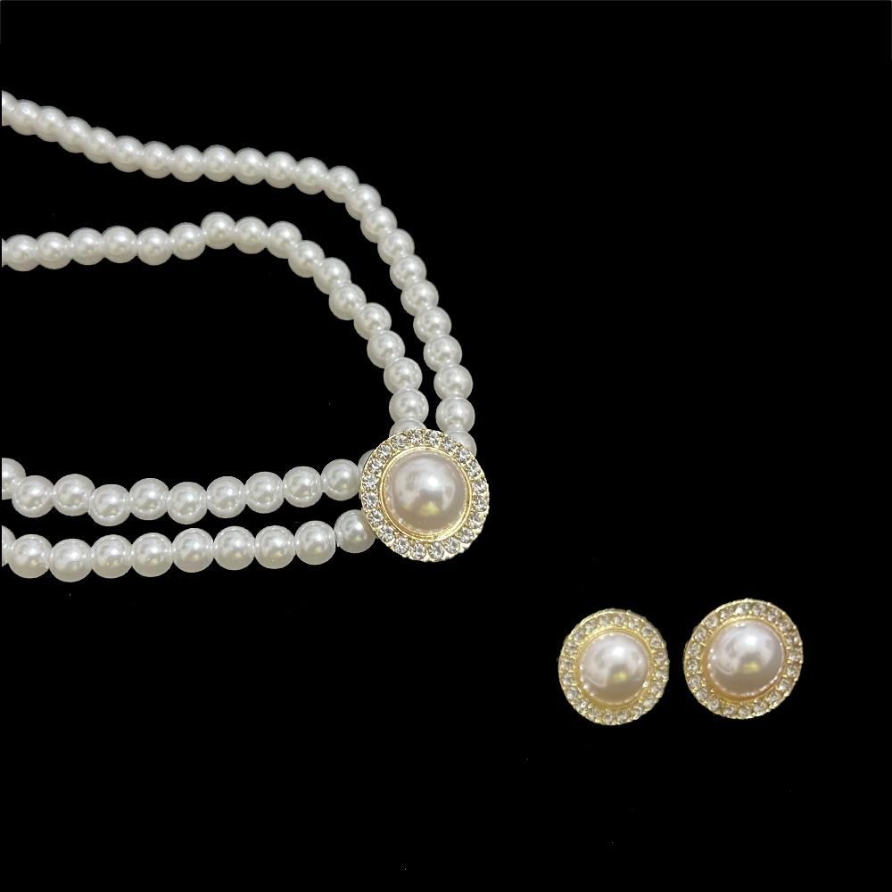 Perfect Wedding Style Pearl Clavicle Chain   Earrings   Ring