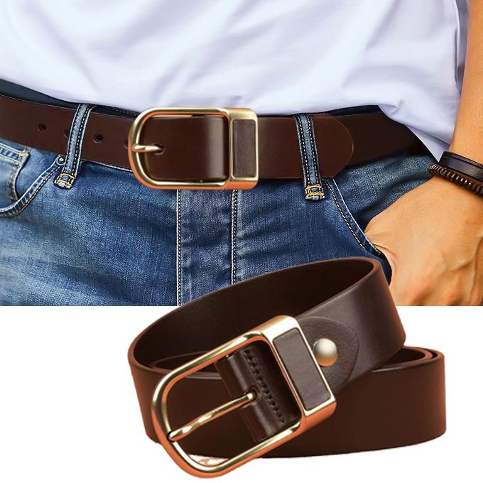 Mens Genuine Luxury Leather Belt -Brown