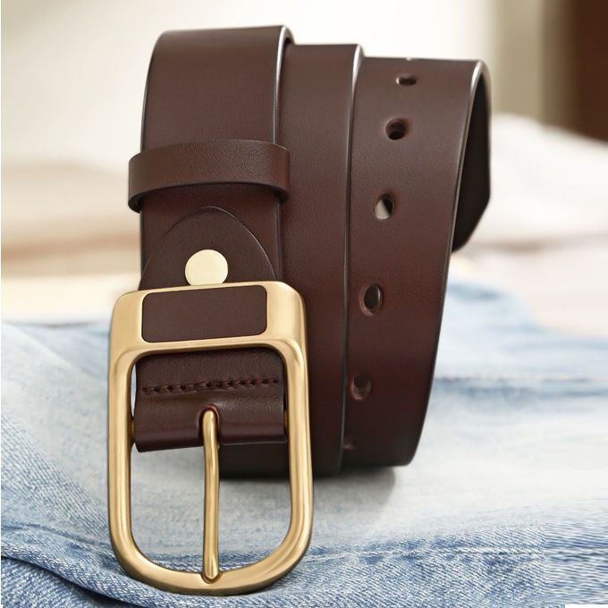 Mens Genuine Luxury Leather Belt -Brown