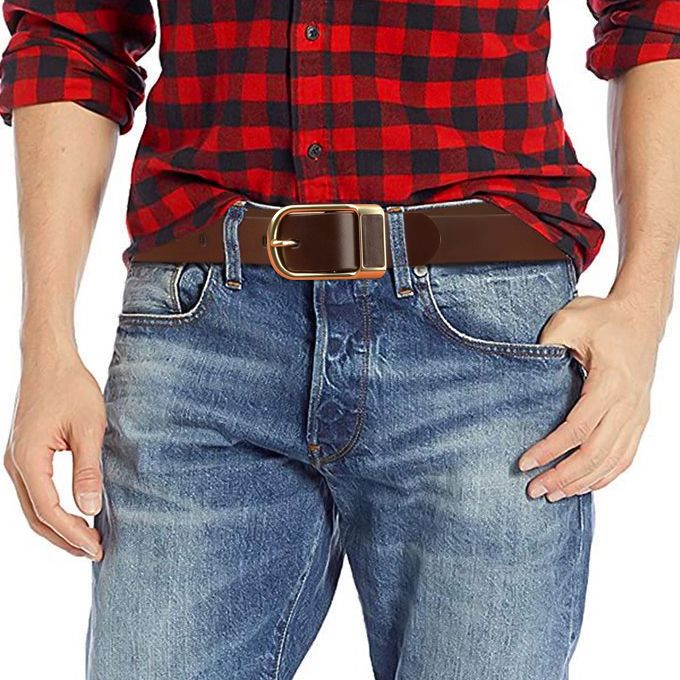 Mens Genuine Luxury Leather Belt -Brown