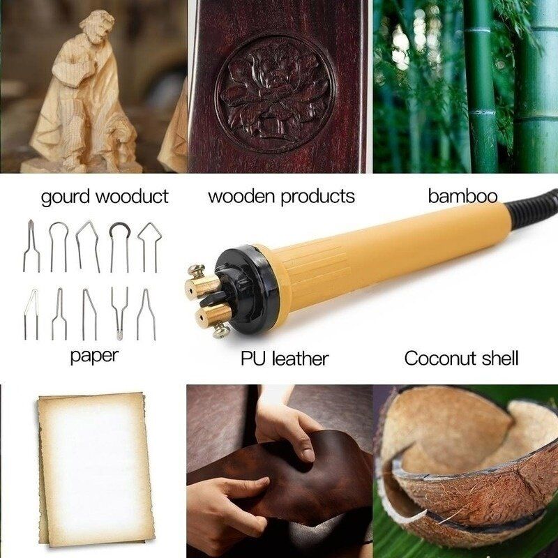 60W Wood Burning Pen Tool Multifunction Craft Pyrography Machine Set Kit EU Plug 220V