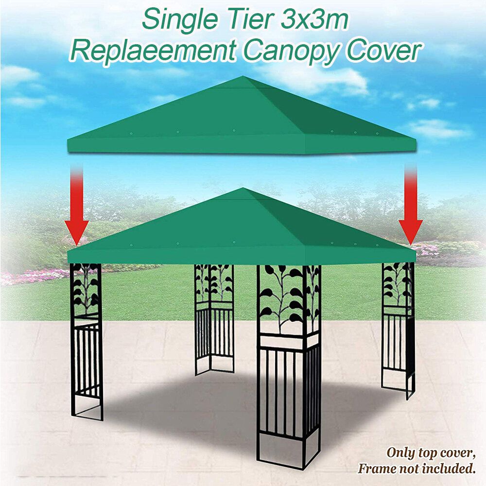 3x3m Tent Canopy Top Roof Replacement Cover Outdoor Waterproof Sun Shelter Sunshade Protection Outdoor Canopy Garden Shade Khaki