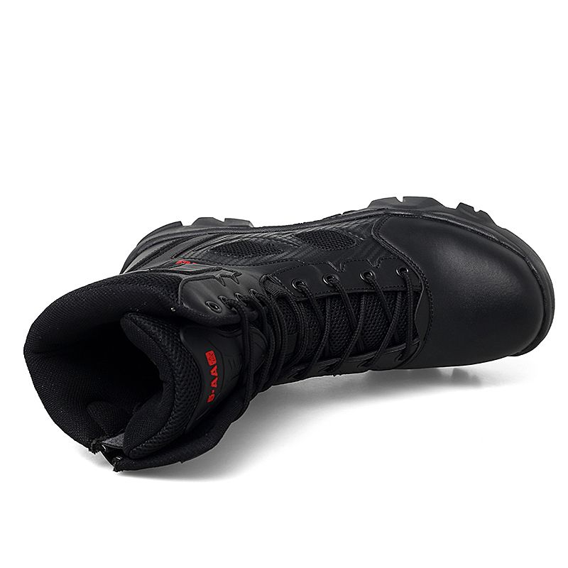 Men's Large Size High-top Field Training Hiking Boots-Black
