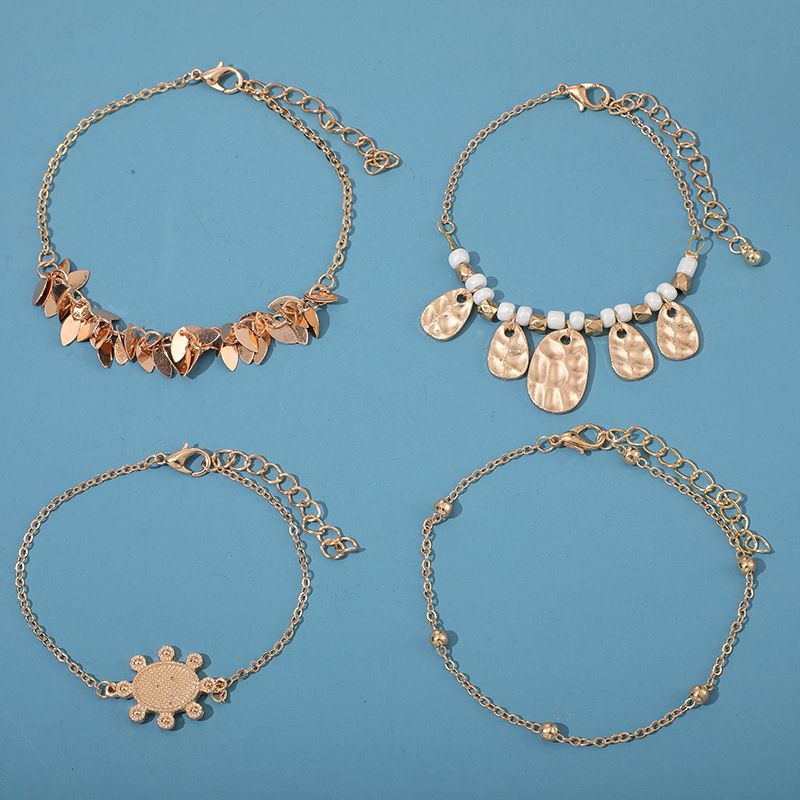 4pcs/Set Boho Turtle Leaf Charm Bracelet Women's Pendant Bracelet
