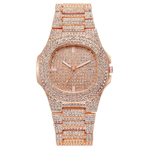 Rhinestone Stainless Steel Watch- Rose Gold
