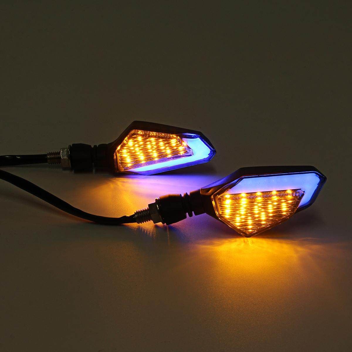 Pair Motorcycle Bike LED Turn Signal Lights Daytime Running Lamps DRL 28.5W 12V Blue