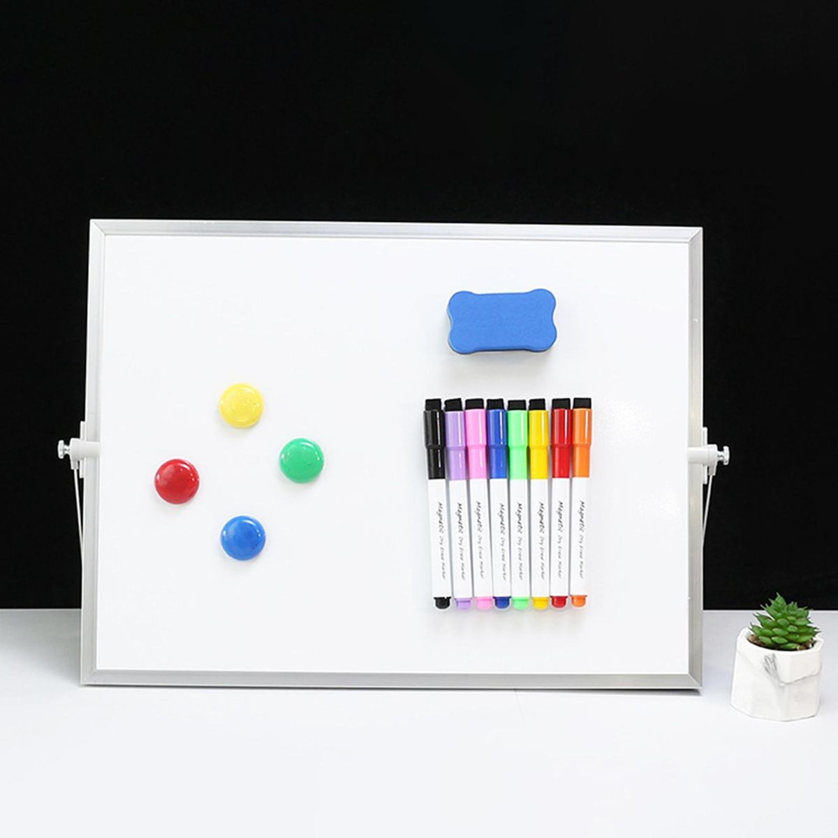 Aluminum Alloy Frame Whiteboard Portable Magnetic Whiteboard for Home Silver