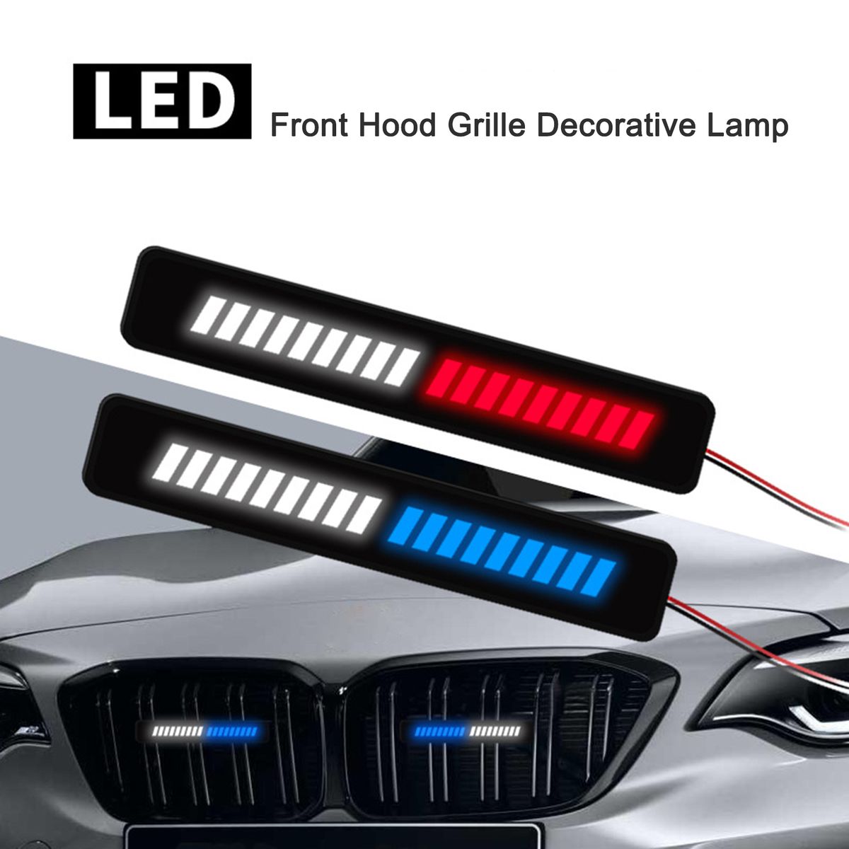 1 PCs Universal Front Hood Grille LED Decorative Light Lamp,