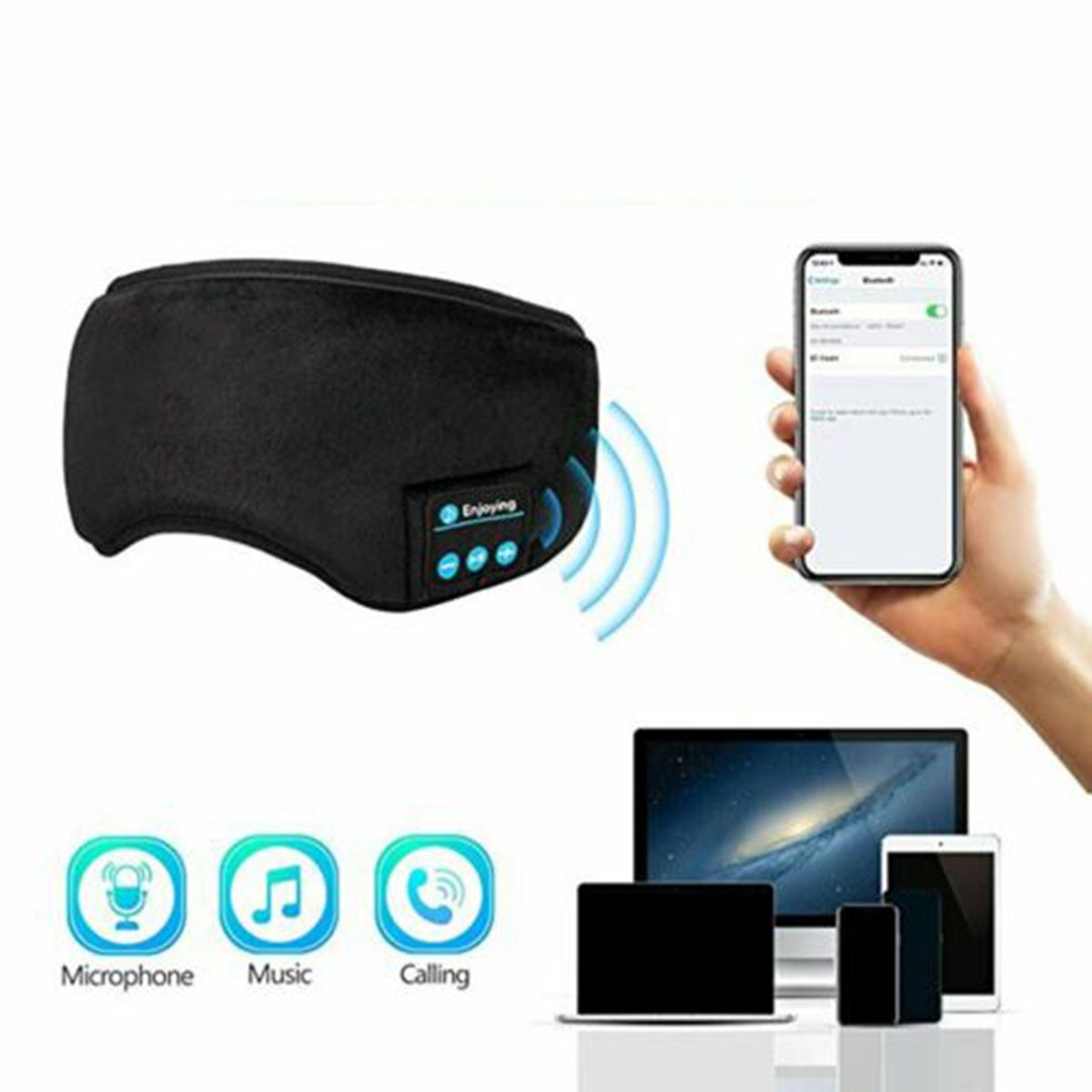 2021 Soft Wireless 5.0 Stereo Bluetooth Earphone Sleep Mask