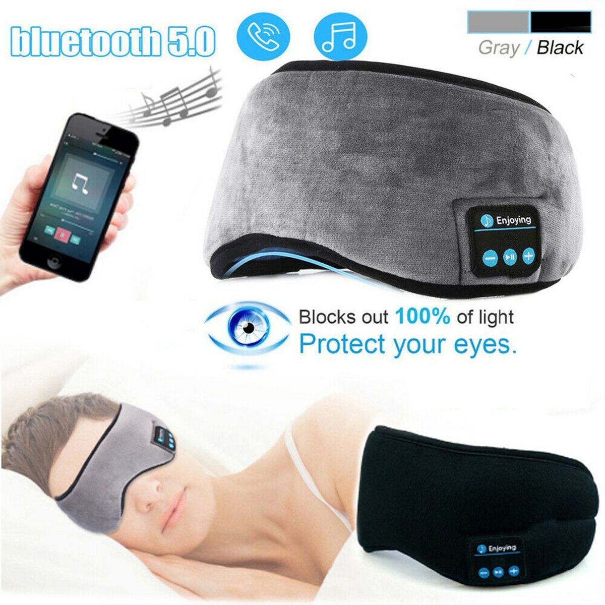 2021 Soft Wireless 5.0 Stereo Bluetooth Earphone Sleep Mask