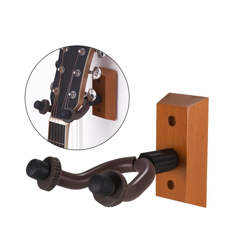 Wooden Guitar Hanger Wall Mount String Instrument Holder Hook Keeper