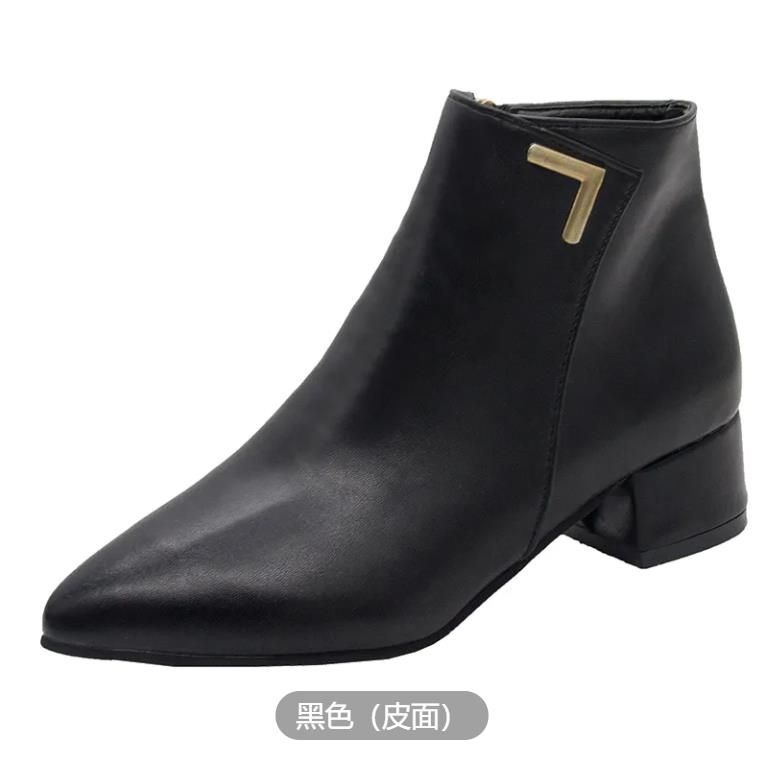 Boots Casual Women High Heels Female Lace Up Ladies Shoes Woman Buckle Short Boot