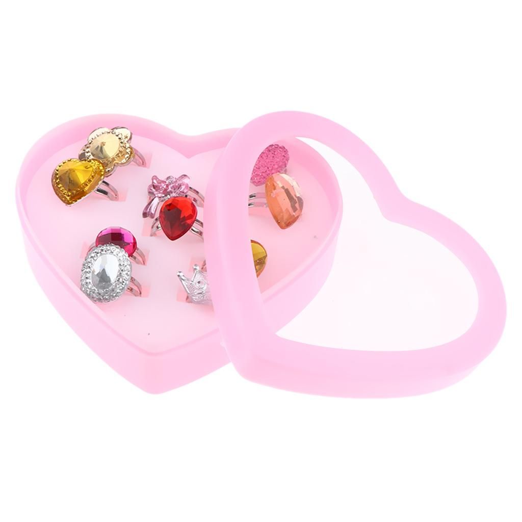 10 Pieces Of Rings With Storage Box For Girls