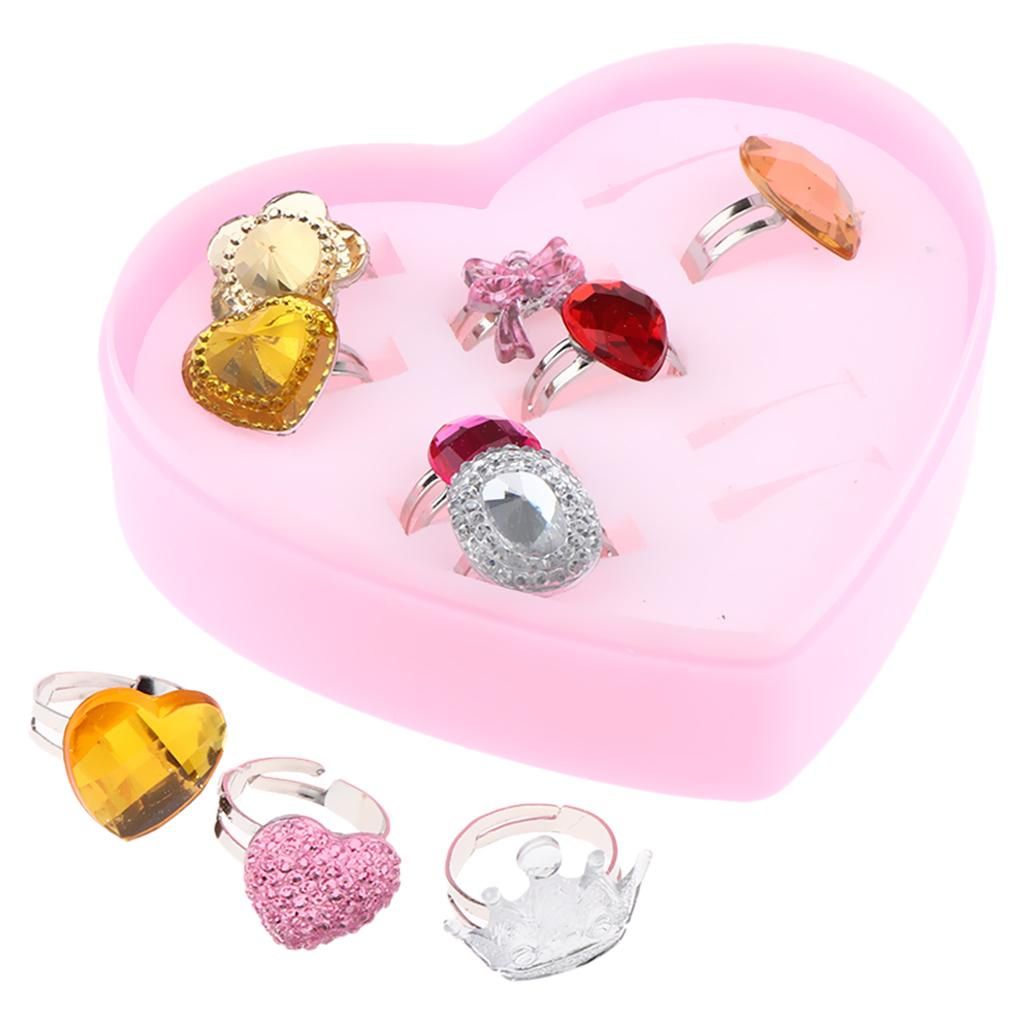 10 Pieces Of Rings With Storage Box For Girls