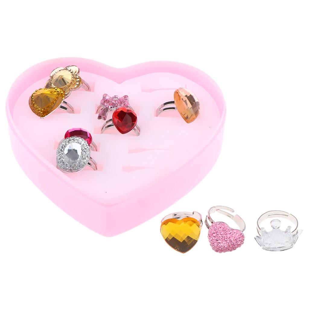 10 Pieces Of Rings With Storage Box For Girls