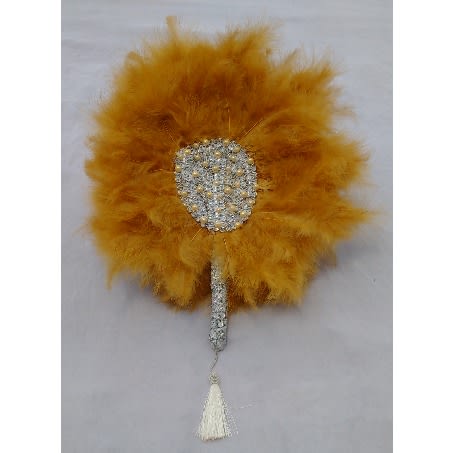 Alexie's Regal Gold Feathers Bridal Hand-Fan