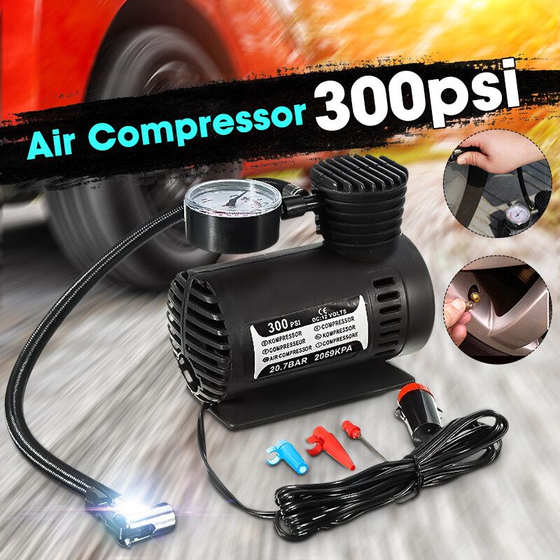 12V 300 PSI Electric Portable Car Air Pump Multifunctional Metal Cylinder Air Pump Car Tire Pump