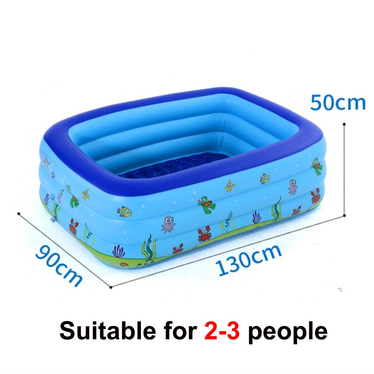 2.6M/1.5M/1.3M/1.1M For 1-5 Persons Kids Large Inflatable Swimming Pool Adult Family Lounge Water Play Fun Backyard Bathing Tub Blue 1.3M