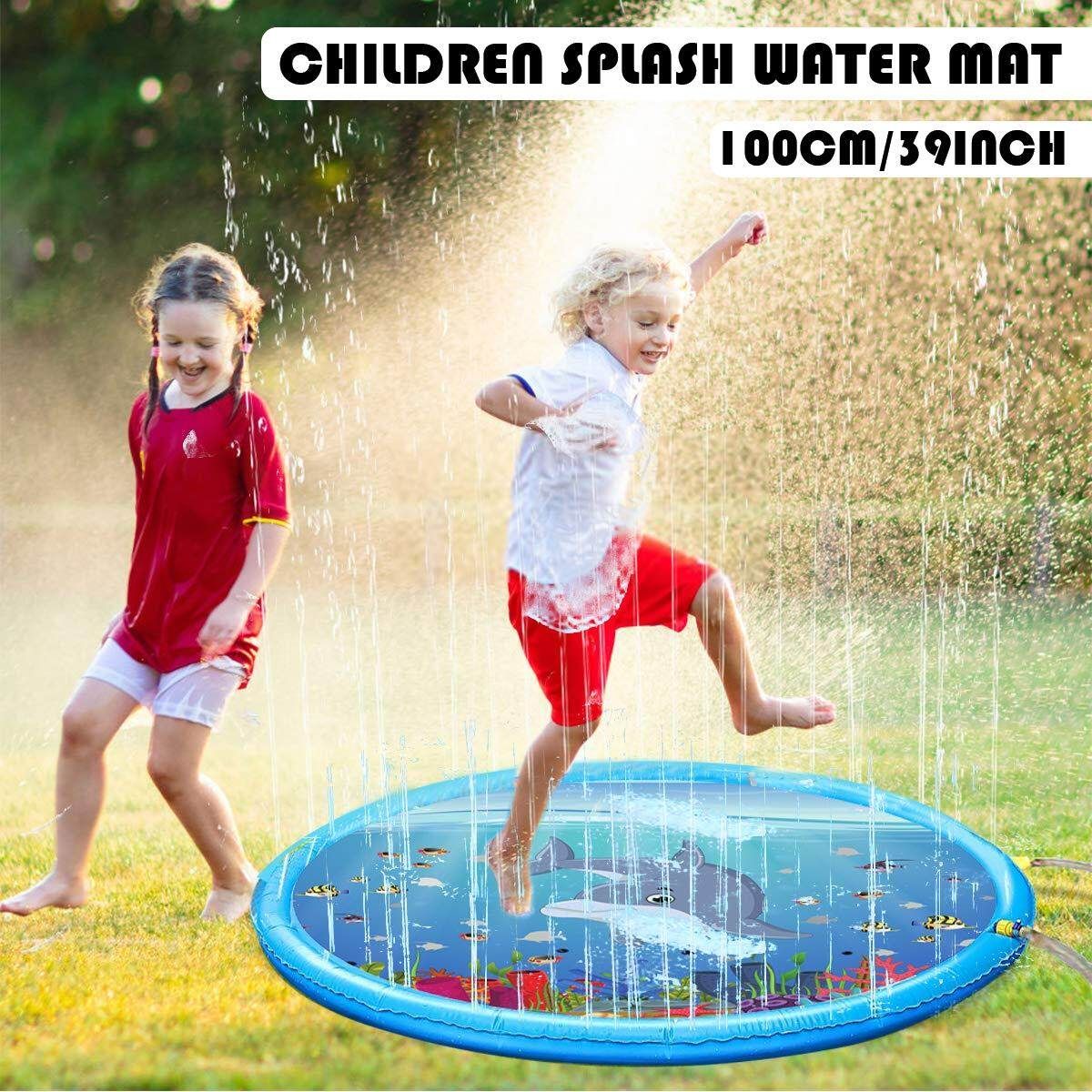 100cm Inflatable Spray Splash Water Mat Kid Pad Outdoor Pool Beach Lawn Play Toy