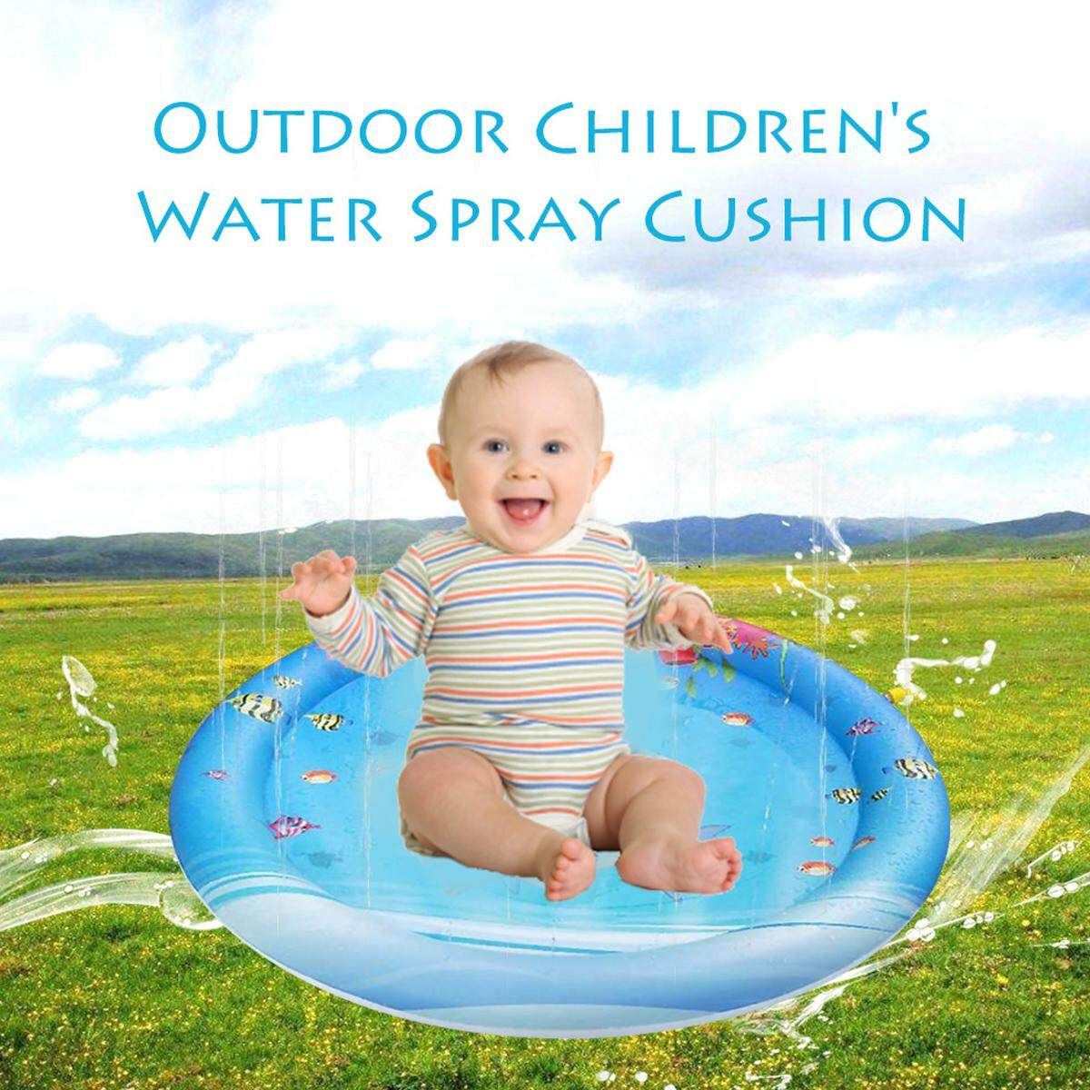 100cm Inflatable Spray Splash Water Mat Kid Pad Outdoor Pool Beach Lawn Play Toy