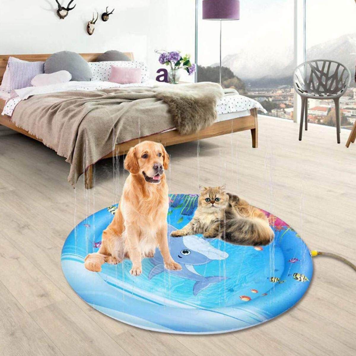 100cm Inflatable Spray Splash Water Mat Kid Pad Outdoor Pool Beach Lawn Play Toy