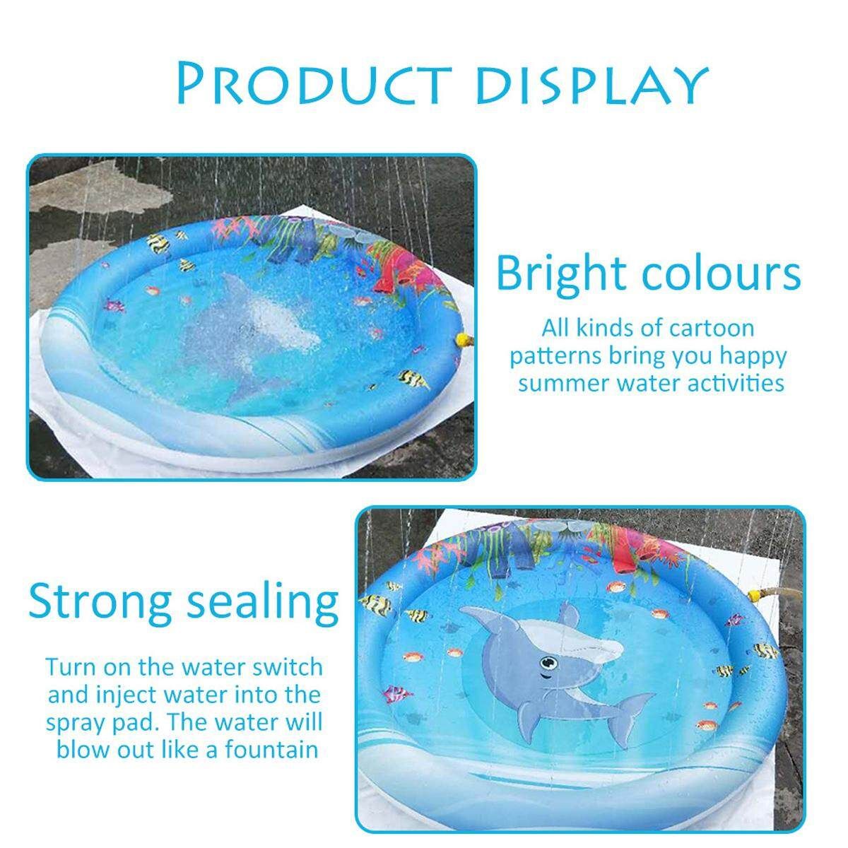 100cm Inflatable Spray Splash Water Mat Kid Pad Outdoor Pool Beach Lawn Play Toy
