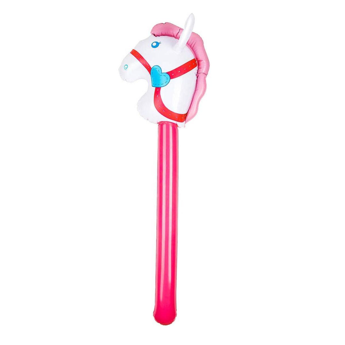 Inflatable Stick Horse Head Riding Game Ballon Stick Pink