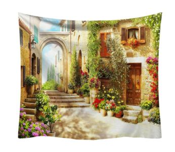 Landscape Tapestry Street Plants Flowers Scenery Living Room Bedroom Tapestries Hippie Garden Background Wall Tablecloths Decor