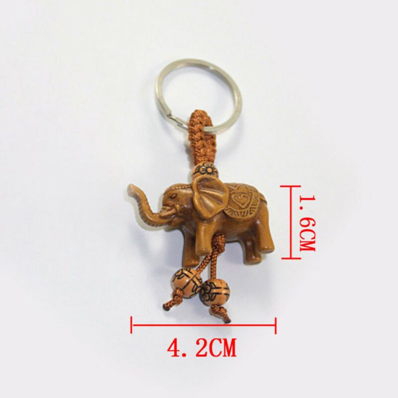Lucky Elephant Resin Pendant Keychain Car Key Ring Holder-