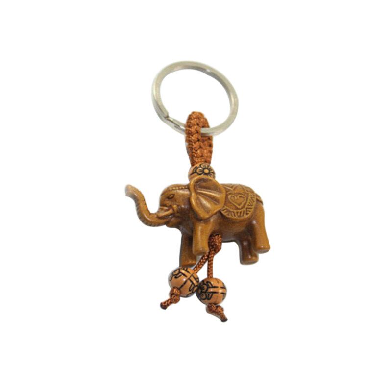 Lucky Elephant Resin Pendant Keychain Car Key Ring Holder-