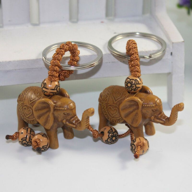Lucky Elephant Resin Pendant Keychain Car Key Ring Holder-