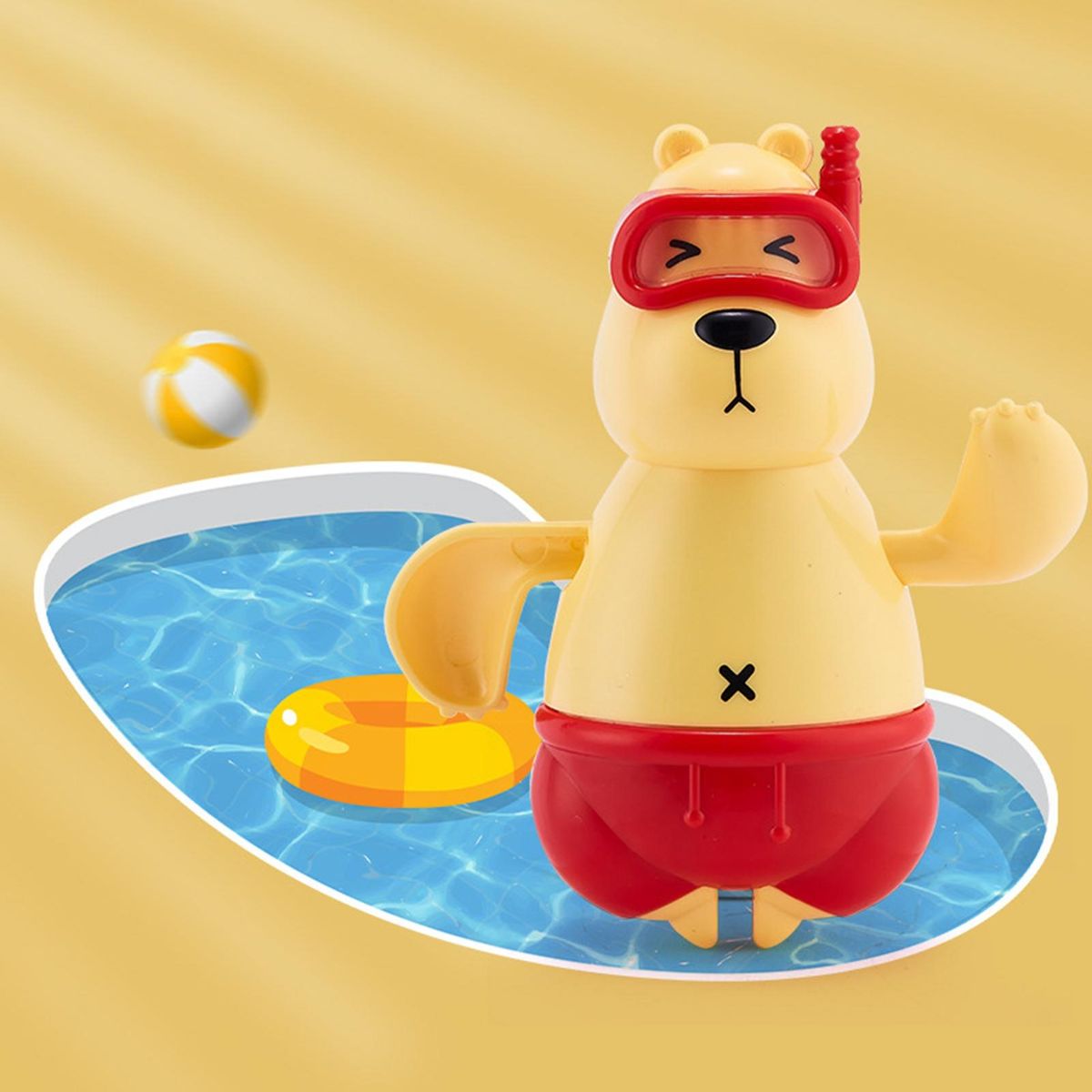 Water Play Toys for Kids Adorable Polar Bear Bath Toy Fun Rotating Yellow Red