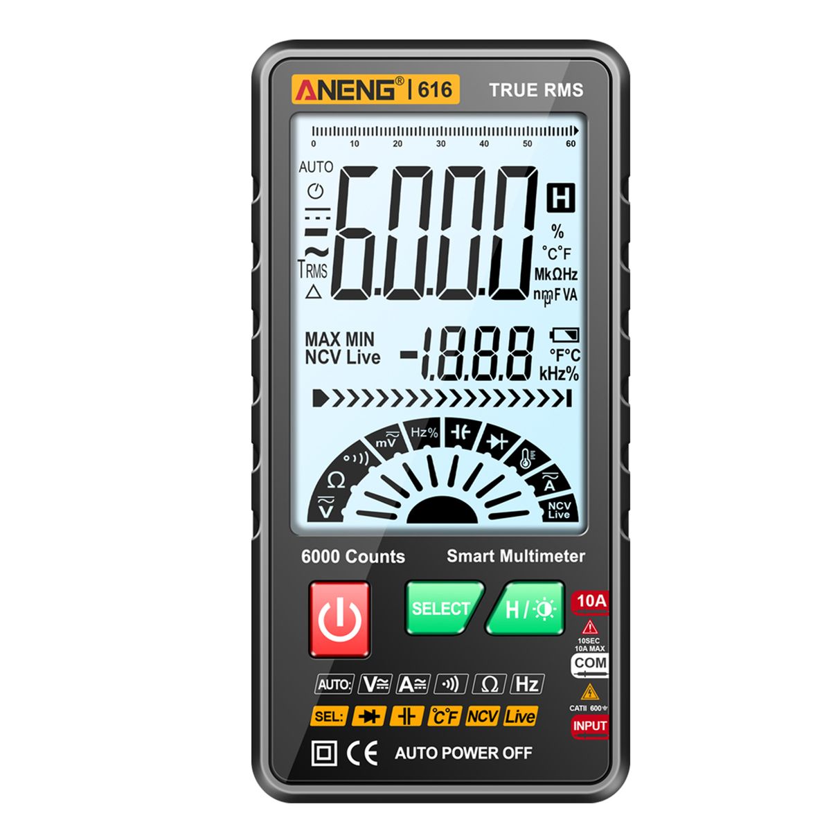 616 Smart Digital Multimeter Auto Range 6,000 Counts