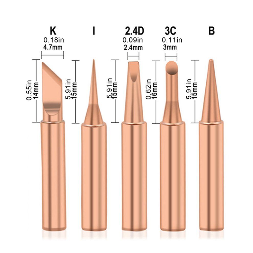 5p S/set   Iron Tips Pure  O Er 900M-T Tip Lead-free Solder Tips-copper Color