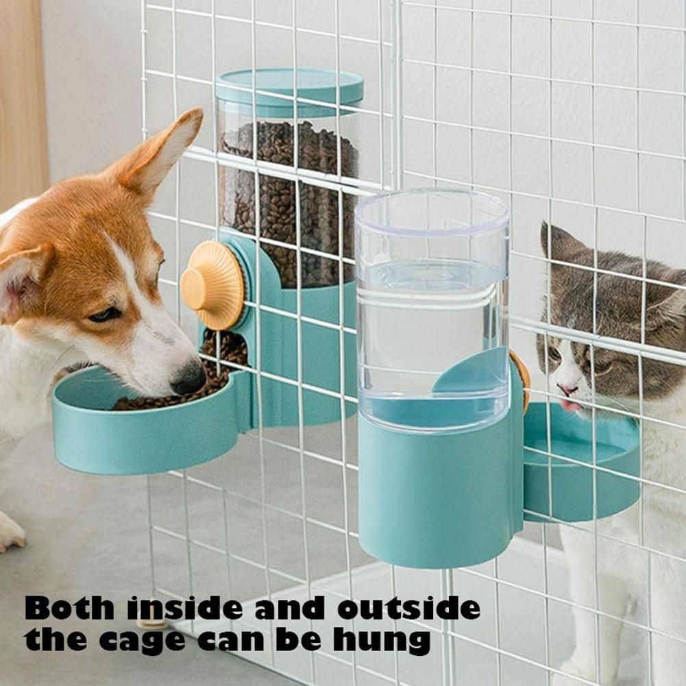 Cat Hanging Bowl Automatic Water Dispenser Feeder Dog Blue