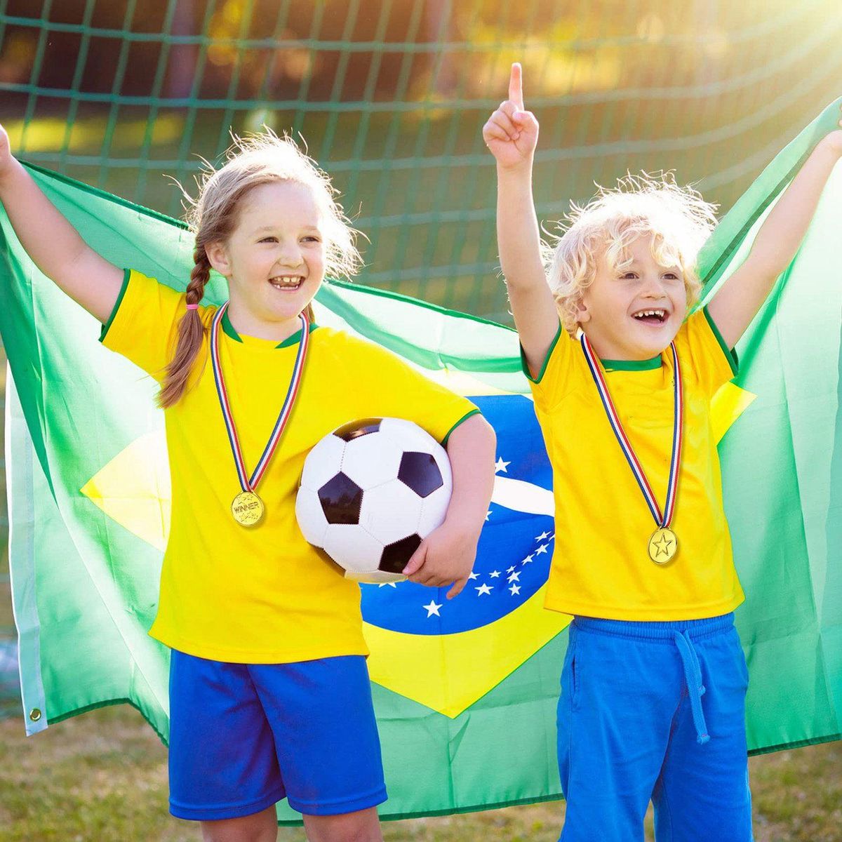 100 Pieces Kids Plastic Winner Medals Gold Winner Award Medals for Olympic Style,Party Decorations and Awards