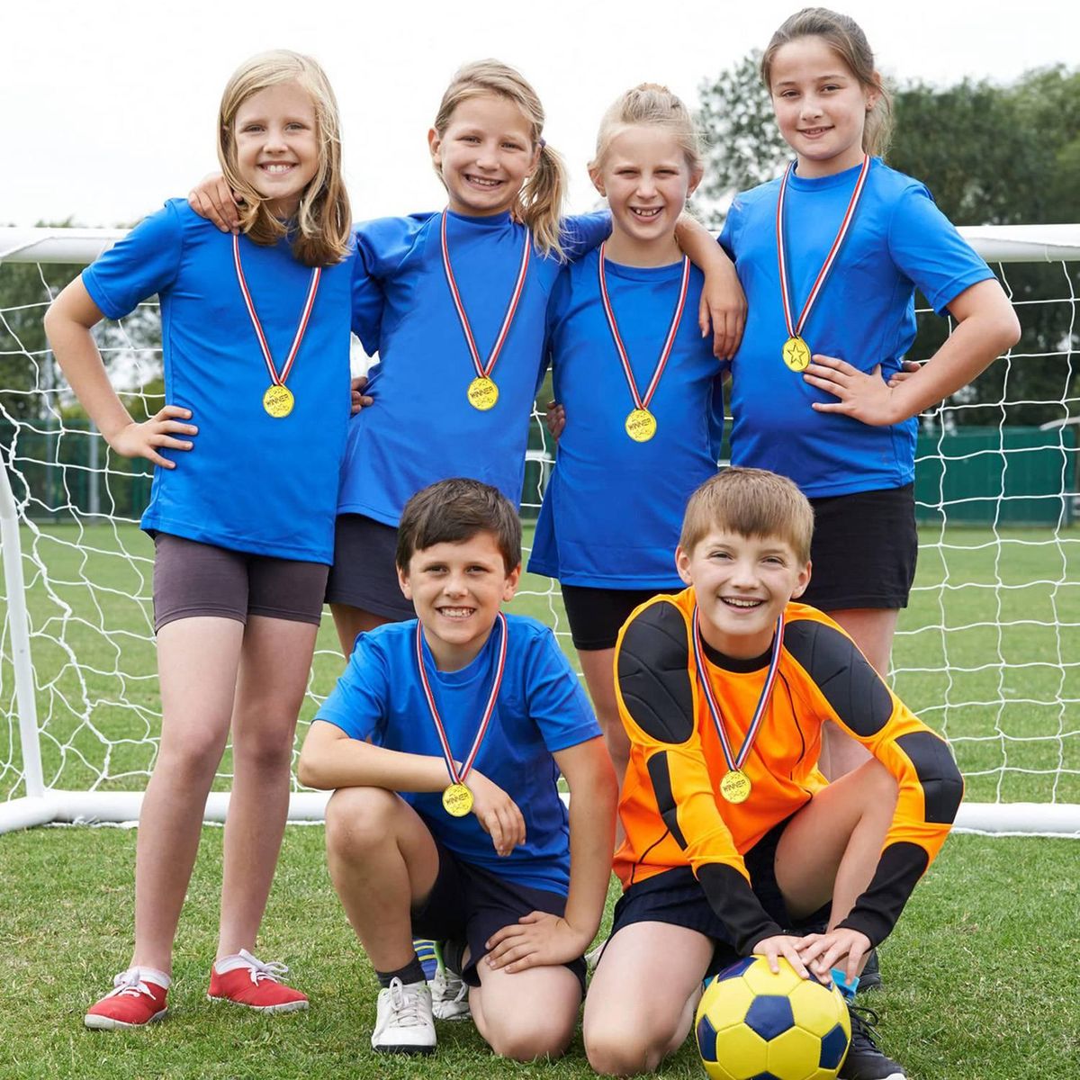 100 Pieces Kids Plastic Winner Medals Gold Winner Award Medals for Olympic Style,Party Decorations and Awards