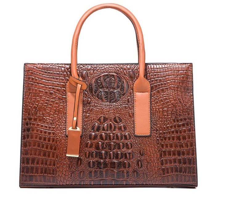 3Set Ladies Trendy Fashion Shoulder Leather Handbag - Brown