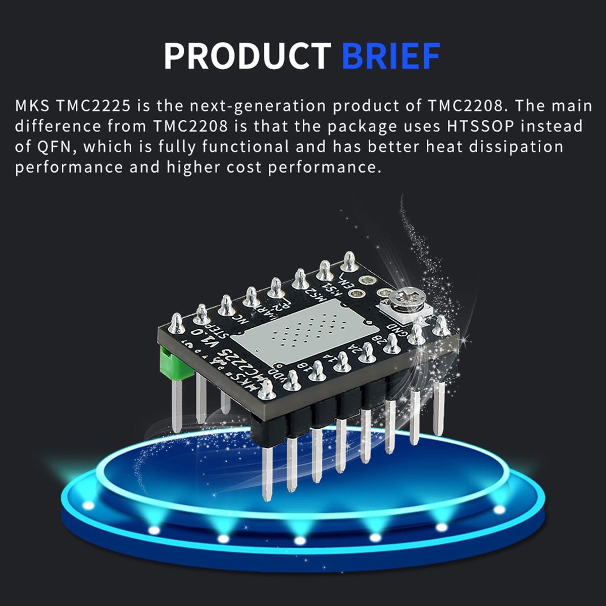 1pc TMC2225 Stepper Motor Driver Module With Heat Sink