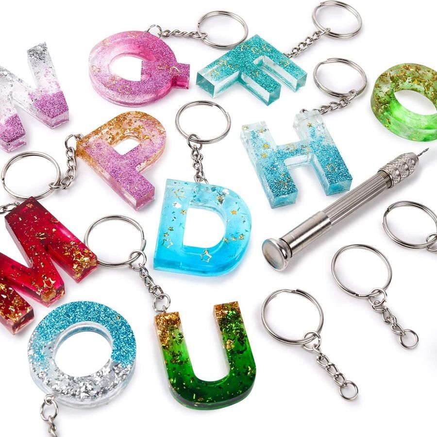 Epoxy Casting Mold Set Include 1x Hand Drill 2x Drill Bits 30x Keyrings 100x Screw Pins for Making DIY Resin Supplies