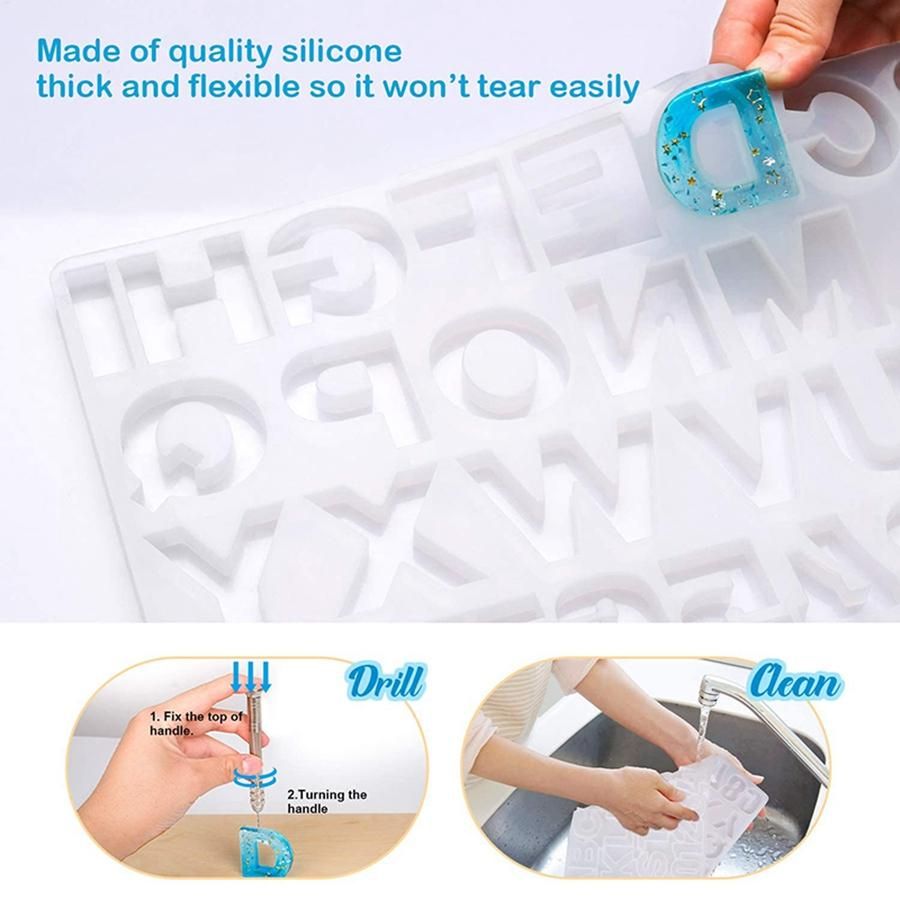 Epoxy Casting Mold Set Include 1x Hand Drill 2x Drill Bits 30x Keyrings 100x Screw Pins for Making DIY Resin Supplies