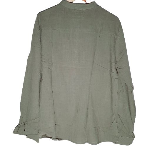 Men Casual Summer Linen Long Sleeves Shirts- Mint Green