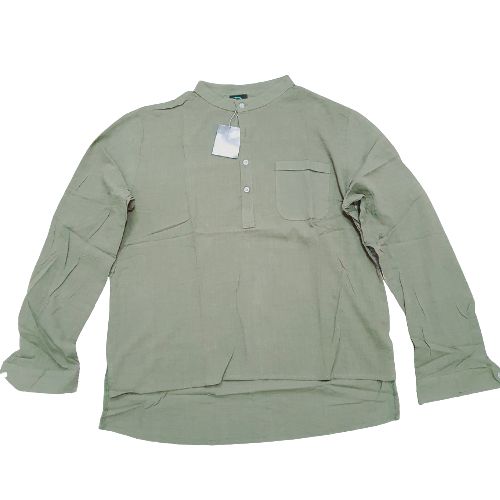 Men Casual Summer Linen Long Sleeves Shirts- Mint Green