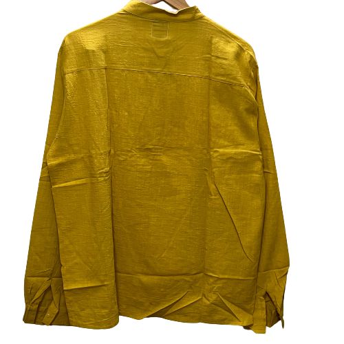 Men Casual Summer Linen Long Sleeves Shirts- Gold