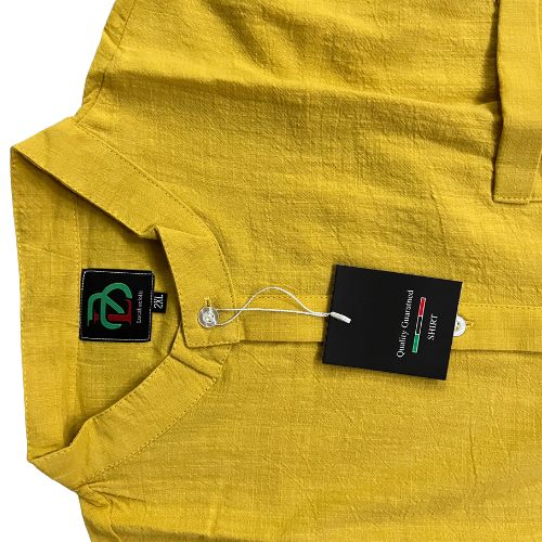 Men Casual Summer Linen Long Sleeves Shirts- Gold