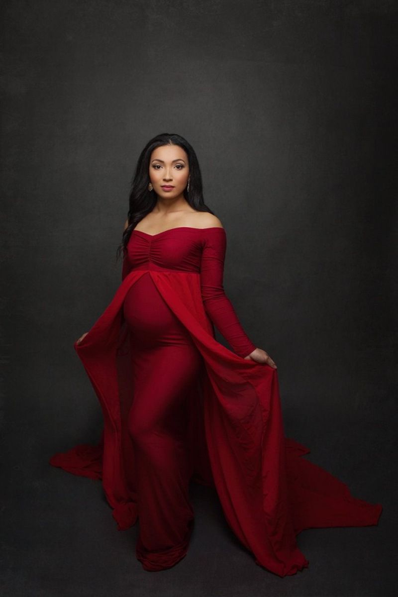 Maternity Gown Shoot Po Maxi Maternity Dress SPLIT FRONT