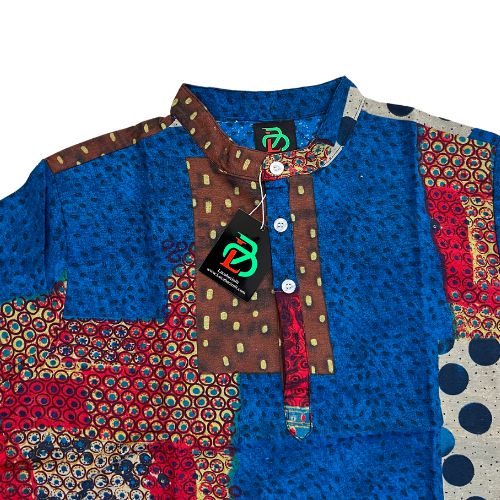 Men Floral Casual Summer Beach Short Sleeves Shirts-Blue